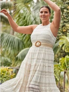 Torrid Ivory LaceTiered Halter Maxi Dress